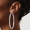 Black Bow Jewelry 3.5mm, Diamond Cut 14k White Gold Round Hoop Earrings, 65mm (2 1/2 In) - 3 of 4