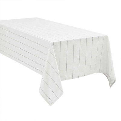 Izod Chadwick White Silver Lurex 60" x 144" Tablecloth