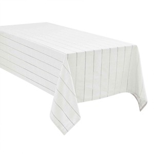 Izod Chadwick White Silver Lurex 60" x 102" Tablecloth - 1 of 3