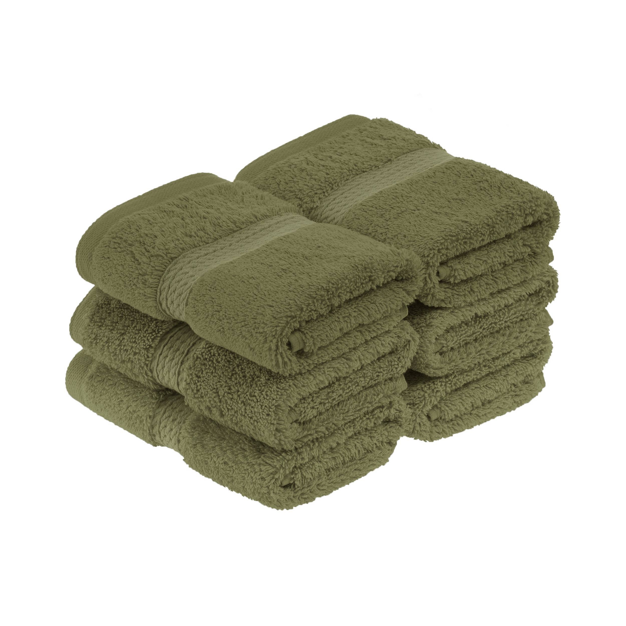 Luxury Egyptian Cotton Heavyweight Plush Face Towel/ Washcloth Set of 6, Forest Green - Blue Nile Mills