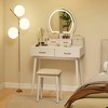 Resenkos Small Makeup Vanity Set - LED Lighted Mirror, Cushioned Stool, Dressing Table - - 4 of 4