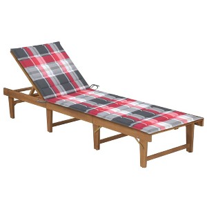 vidaXL Folding Sun Lounger with Cushion Solid Acacia Wood - 1 of 4