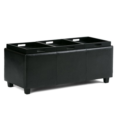 NicBex 41.7" Storage Bench Rectangle Ottoman with Storage Faux Leather Fabric Upholstered Bench for Bedroom, Entryway