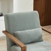 Lyngins Swivel Accent Chairs with Wood Open Armrest,Upholstered Swivel Reading Chairs with Pillow,Linen Sofa Chairs for Bedroom,Living Room - 4 of 4