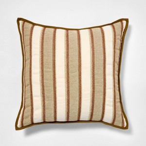 Burgundy olive and cream vertical stripe pillow - 20x20 - Threshold designed with Studio McGee - 1 of 3