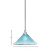 Toltec Lighting Any 1 - Light Pendant in  Brushed Nickel with 12" Teal Crystal Shade - 2 of 2