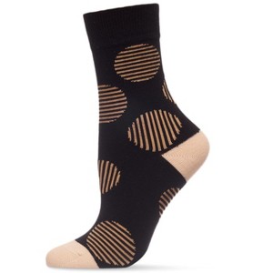 Memoi Women's Retro Striped Circle Cotton Blend Crew Sock - 1 of 4