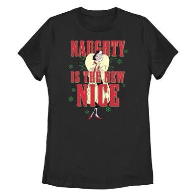 Women's Disney Villains Cruella Naughty Is The New Nice T-shirt - Black ...