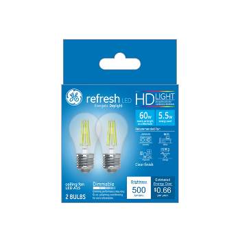 GE 2pk 5.5W 60W Equivalent Refresh LED HD Ceiling Fan Light Bulbs Daylight Clear
