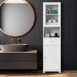 FURNIinspire Bathroom Storage Cabinets Bathroom Organizers And Storage, Modern Household Storage Cabinet, Slim Cabinet, White, 41.34"*20.67"*6.69" - 1 of 4