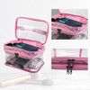 Unique Bargains Double Layer Makeup Bag Cosmetic Travel Bag Case Make Up Organizer Bag Clear Bags for Women 1pcs - 2 of 4