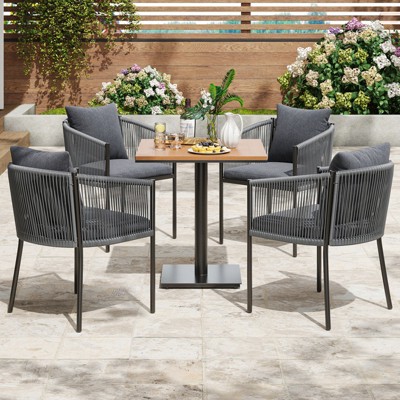 Maggift Patio Seating Sets, Outdoor Dining Set for 5, Patio Table and Chairs Set for Lawn, Deck Backyard, Poolside, Gray, 18.9"*24.6"*30.5"