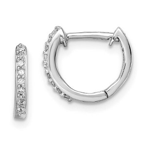 Black Bow Jewelry 1/10 Cttw Diamond Huggie Round Hoop Earrings in Sterling Silver - 10mm - 1 of 4