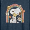 Women's - Peanuts - Retro Flower Rainbow Lightweight French Terry Wide Neck Long Sleeve Shirt - 2 of 4