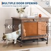 Heavy-Duty Anti-Chew Dog Crate Furniture (Rustic Brown) – Indoor Wooden Kennel for Small Dogs with 2 Doors & Wheels, End Side Table Cage - 2 of 4