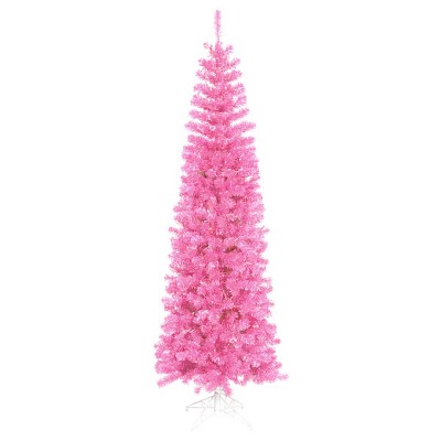 Vickerman 10' Prelit Artificial Christmas Tree Sparkling Pencil Profile - Pink Lights