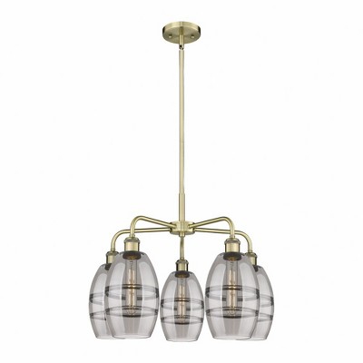 Vaz - 5 Light Stem Hung Chandelier In Industrial Style-13.63 Inches Tall and 23.88 Inches Wide