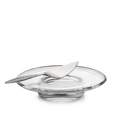 Silver Glass Pedestal Cake Plate with Server