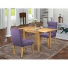 HomeStock 3-Piece Natural Brown Oak Finish Solid Wood Top Dining Table Set - 2 of 4