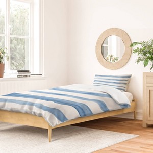 Deny Designs Kelly Haines Blue Watercolor Stripes Twin/Twin XL Duvet and Sham Set (2-3pc Set) - 1 of 4