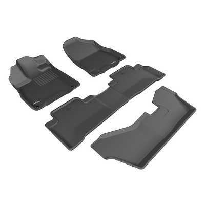 3D MAXpider Kagu Series Custom Fit All-Weather Floor Mat Liner Set, for 2014-2020 7 Seat Acura MDXs with 2nd Row Bench Seat, Front & Back, Black