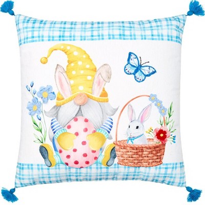 The Lakeside Collection Easter Bunny Embroidered Decorative Pillows - Easter Accent Pillow Gnome & Bunny