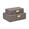 Cheung's Ausel Crinkled Gloss Pattern Set of 2 Boxes with Gold Handles - Dark Gray - 3 of 4
