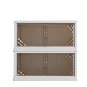 COMHOMA 22/26/32/36" Foldable Storage Bins, Plastic Stackable Large Organizer with Open Front Door, White - 1 of 4