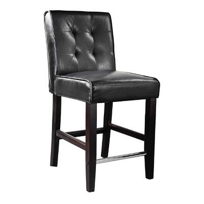 Antonio Counter Height Barstool with Bonded Leather Seat Black - Corliving