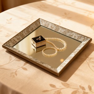 Spassway Mirrored Decorative Serving Trays Jewelry Tray Trinket Dish Ring Holder Dish Jewelry Plate Bowl Centerpiece for Living Room Kitchen - 1 of 4