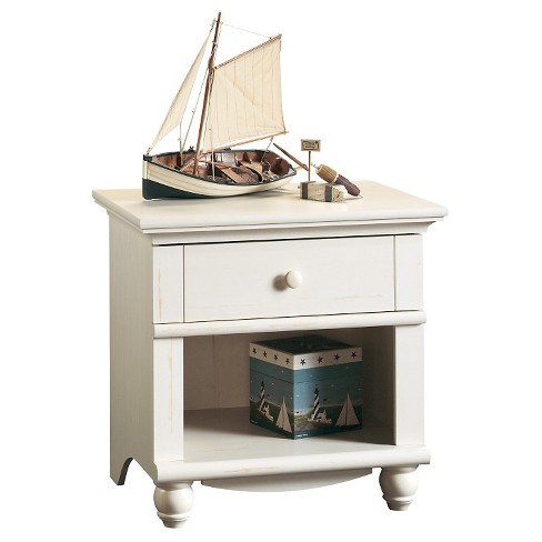 Harbor View Nightstand With Drawer And Storage Shelf Antiqued
