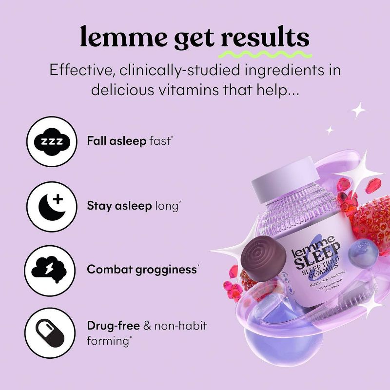 Lemme Sleep Vitamin Vegan Gummies - 60ct, 4 of 8