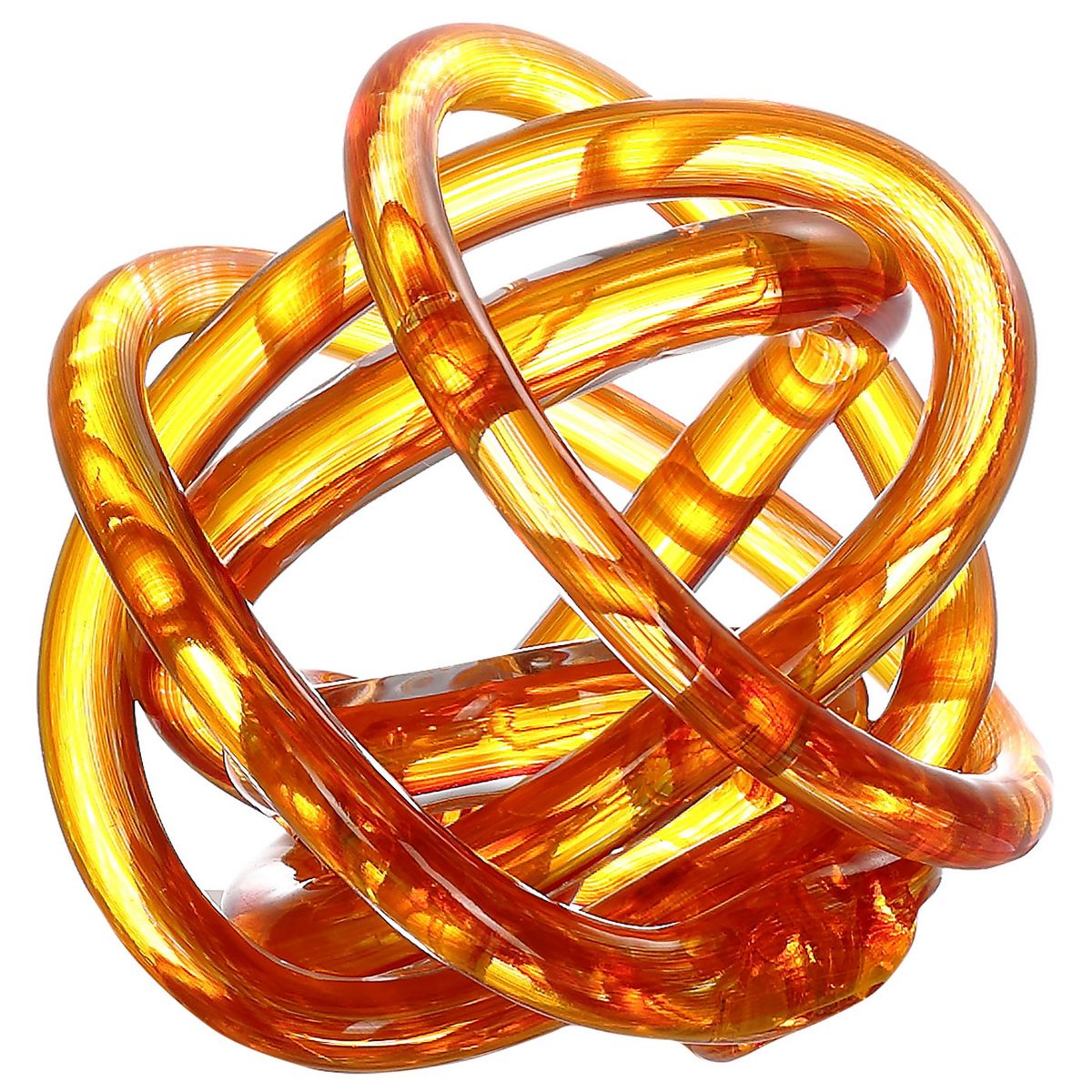 Luxury Lane Hand Blown Orange Infinity Knot Sommerso Art Orbit Glass Ball - thumbnail 7