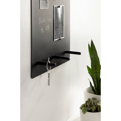 Black Metal Wall Organizer with Shelf and Hooks