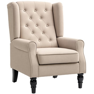 HOMCOM Button-Tufted Accent Chair with High Wingback, Rounded Cushioned Armrests and Thick Padded Seat