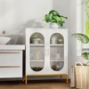 GlasFlength Decorative Storage Cabinets Bathroom Cabinet with Fluted Glass 2 Doors Kitchen Cabinets, White, 31.5"*15.74"*39.96" - 2 of 4