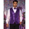 INSPIRE CHIC Men's V-Neck Disco Party Shiny Sequins Waistcoat with Bowtie - 2 of 4