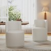Lyngins Armless Swivel Accent Chairs with Curved Backrest,Upholstered Swivel Reading Chairs,Polyester Barrel Chairs for Bedroom,Living Room,Beige - 2 of 4
