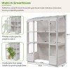 Coolbibila-78-Inch Wooden Greenhouse, Garden Workstation With 4 Independent Skylights And 2 Folding Middle Shelves, Walk-In Outdoor Greenhouse - 3 of 4