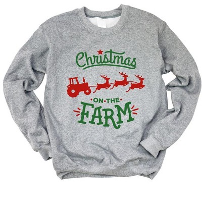 Simply Sage Market Women's Graphic Sweatshirt Christmas On The Farm Tractor