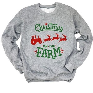 Simply Sage Market Women's Graphic Sweatshirt Christmas On The Farm Tractor - 1 of 4