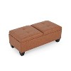 Gulches Lanister Brown+Tan PU Leather Storage Ottoman - 47"W¡Á22"D¡Á18.25"H, Multi-Functional for Living Room - 3 of 4