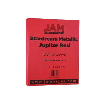 JAM Paper Metallic 100lb Colored Cardstock 8.5 x 11 Jupiter Red Stardream 173SD8511JU285
