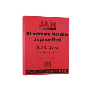 JAM Paper Metallic 100lb Colored Cardstock 8.5 x 11 Jupiter Red Stardream 173SD8511JU285 - 1 of 2