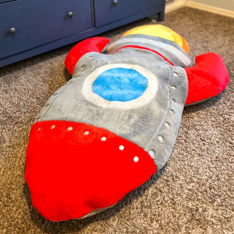 Rocket Ship Jumbo Plush Inflatable Fluffy Floor Cushion, 3 of 7
