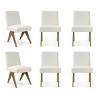 Set of 6 Upholstered Dining Chairs, Modern Solid Wood Kitchen Chairs with Padded Seat, Linen Accent Chairs for Dining Room & Home-Maison Boucle - 2 of 4