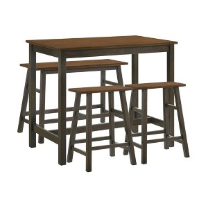 Simple Relax 4-piece Wooden Counter Height Dining Set in Chestnut and Dark Brown - 1 of 4