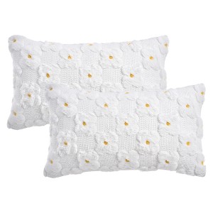 REGALWOVEN Daisy Decorative Cute Floral Embroidery Flower Pattern Cushion Covers Pack of 2 - 1 of 4