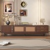 Mid Century Modern TV Stand for 80" TVs,Entertainment Center with Sliding Rattan Doors & Drawers for Living Room–The Pop Home - 2 of 4