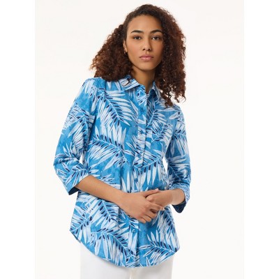 Jones New York Button Front Tropical Shirt - M